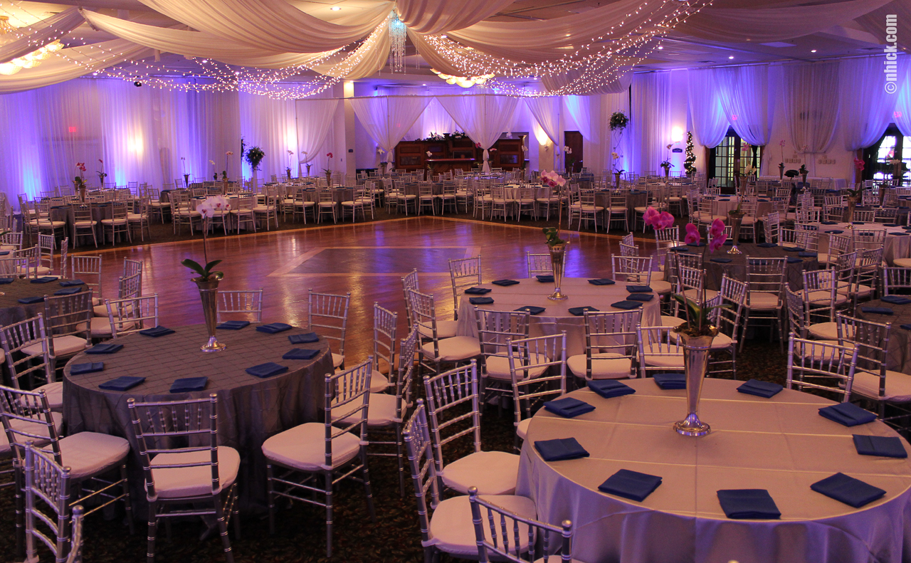 Event hall setup at the Grand Sampaguita Ballroom of the Bayanihan Arts and Events Center in Tampa, Florida